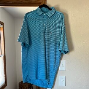 Men's Blue Striped Polo Shirt